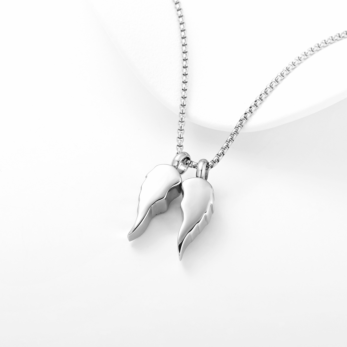 Guardian Wings Memorial Necklace – Silver Angel Wing Urn Necklace for Ashes, Hair, or Flowers