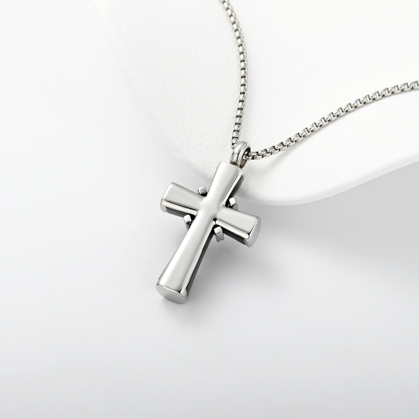 Strength & Serenity Black Cross Memorial Necklace – Men’s Cremation Jewelry with Hidden Ashes Compartment